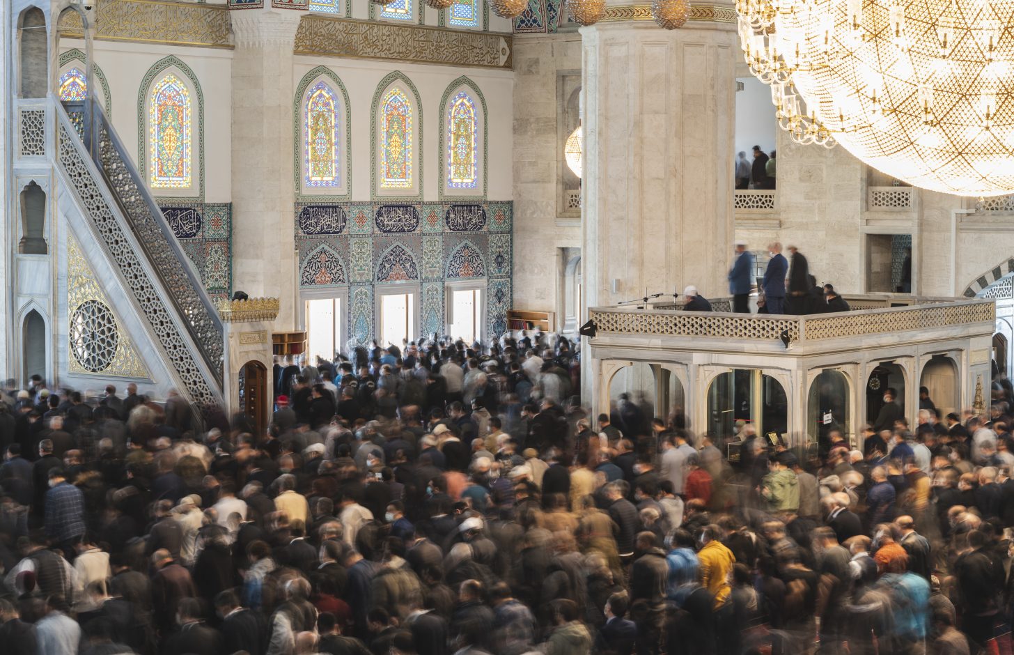 Large crowd gathered in a mosque